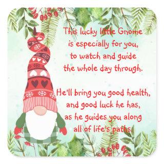 Lucky Gnome This lucky little Gnome  Square Sticke Square Sticker