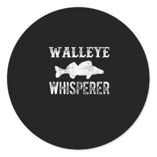 Lucky Ice Fishing Walleye Whisperer Fisherman Classic Round Sticker