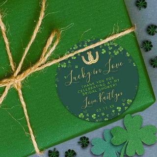Lucky In Love St. Patrick's Day Bridal Shower Classic Round Sticker