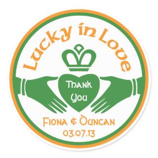 Lucky Irish St Patricks Day Wedding Thank You Classic Round Sticker