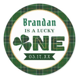 Lucky Little Shamrock 1st Birthday Classic Round Sticker