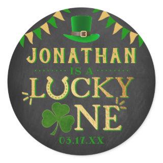 Lucky One St. Patrick's Day 1st Birthday Classic Round Sticker