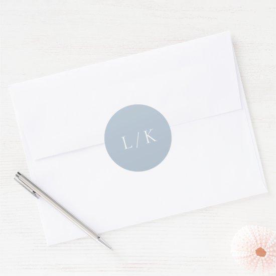 Lucy Dusty Blue Classic Elegant Wedding Classic Round Sticker
