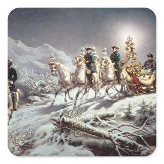Ludwig II  of Bavaria Sleighing at Night Square Sticker