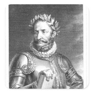Luiz Vaz de Camoes  engraved by B. Roger Square Sticker