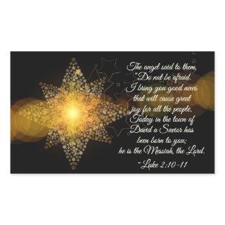 Luke 2 10-11 I bring you good news, Christmas Star Rectangular Sticker