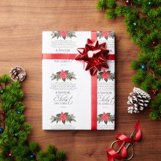 Luke 2:10-11 Poinsettia Christmas Seamless Pattern