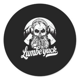 Lumberjack Skull Logger vintage Woodcutter Classic Round Sticker