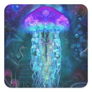 Luminescent Jellyfish Square Sticker