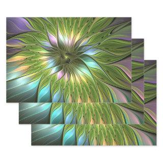 Luminous Colorful Fantasy Flower Fractal Art  Sheets