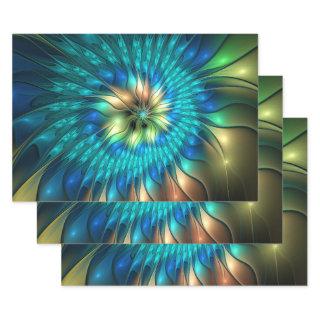 Luminous Fantasy Flower, Colorful Abstract Fractal  Sheets