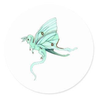 Luna Moth Fairy Dragon Classic Round Sticker