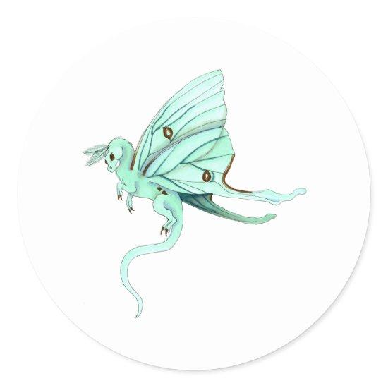 Luna Moth Fairy Dragon Classic Round Sticker