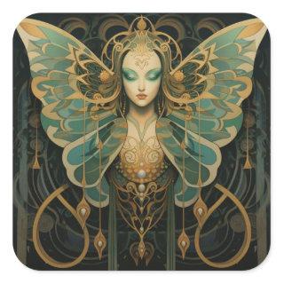 Luna moth goddess square sticker