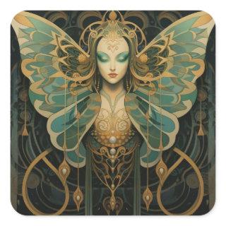 Luna moth goddess square sticker