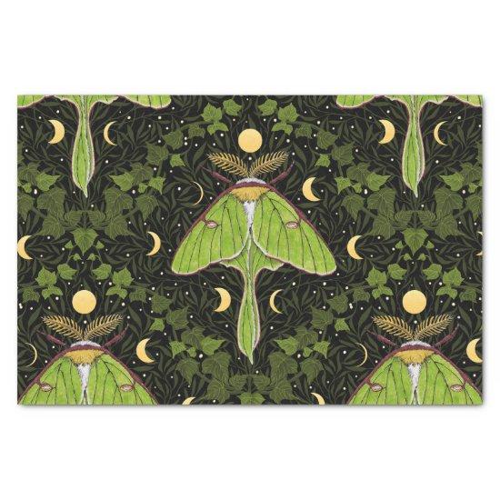 Luna moth, moon phases and ivy damask 2 tissue paper
