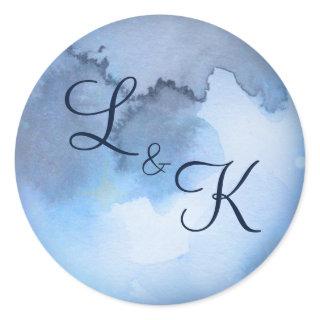 Lunar Sky Full Moon Celestial Monogram Wedding Classic Round Sticker