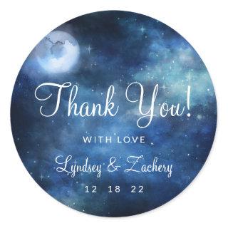 Lunar Sky Full Moon Celestial Wedding Thank You Classic Round Sticker