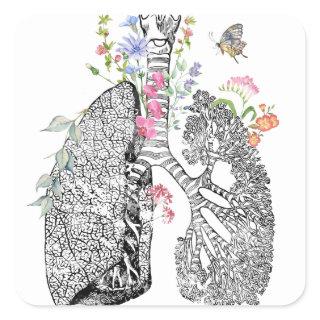 Lungs Art Square Sticker