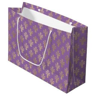 Lux Gold Fleur de Lis and Amethyst Large Gift Bag
