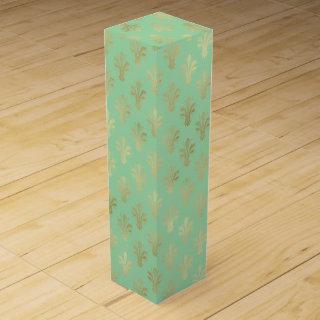 Lux Gold Fleur de Lis and Green Ash Wine Box
