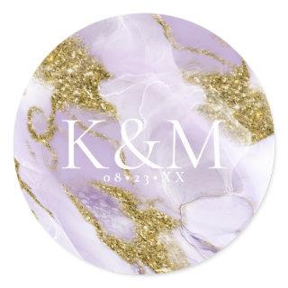 Lux Ink Lavender Abstract ID990 Classic Round Sticker