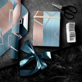 Luxe Abstract | Blush Rose Gold and Teal Geometric