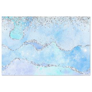 Luxe Blue Marble & Silver Glitter  Tissue Paper