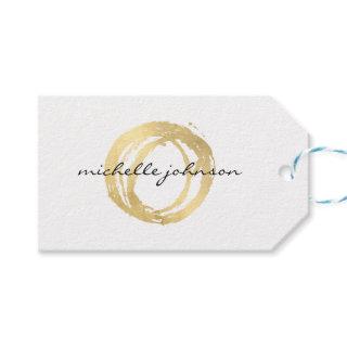 Luxe Faux Gold Painted Circle Designer Logo Gift Tags