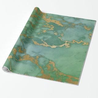 LUXE GREEN GOLD MARBLE  GIFT WRAP
