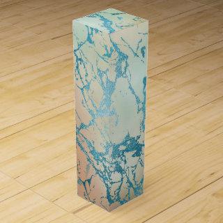Luxe Marble | Beautiful Yellow and Coral Teal Vein Wine Box