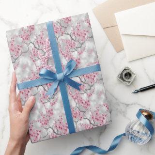 Luxe Pink and Silvery Cherry Blossoms