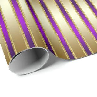 Luxe Shiny Gold and Royal Purple Stripes