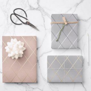 Luxe Silver and Rose Gold w/Sleek Diagonal Lines  Sheets