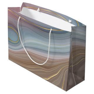 Luxe Strata | Dusty Slate Blue Taupe Pink Agate Large Gift Bag