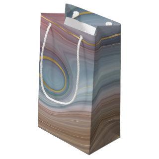 Luxe Strata | Dusty Slate Blue Taupe Pink Agate Small Gift Bag