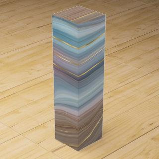Luxe Strata | Dusty Slate Blue Taupe Pink Agate Wine Box