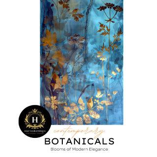 Luxurious Blue and Gold Botanical Decoupage  Tissue Paper