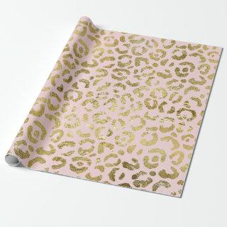 Luxurious Glam Gold Light Pink Leopard Print
