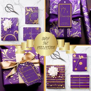 Luxurious Royal Purple and Gold Damask Patterned  Sheets