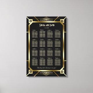 Luxury Black and Gold Great Gatsby Seating Chart Canvas Print