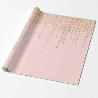 Luxury Blush Pink Gold Sparkly Glitter Fringe