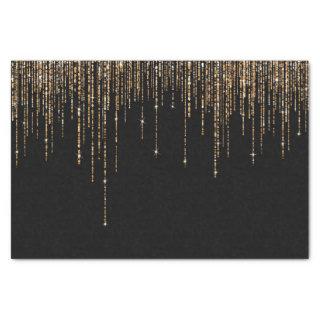Luxury Chic Black Gold Sparkly Glitter Fringe Tissue Paper