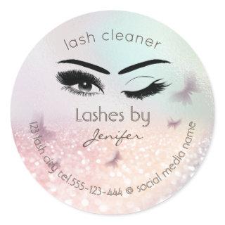 Luxury glittery wink lash extension lash cleaner classic round sticker