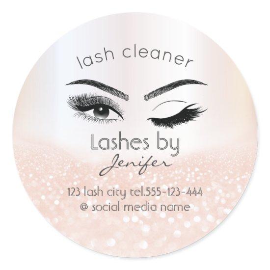 Luxury glittery wink lash extension lash cleaner classic round sticker