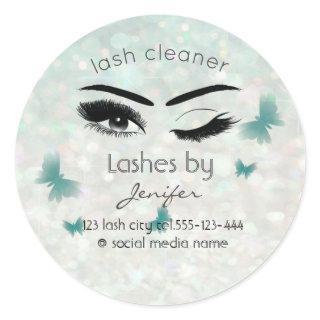 Luxury glittery wink lash extension lash cleaner classic round sticker