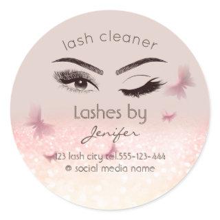 Luxury glittery wink lash extension lash cleaner classic round sticker