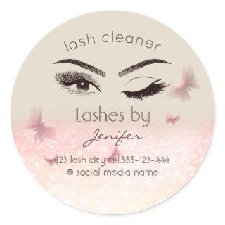 Luxury glittery wink lash extension lash cleaner classic round sticker