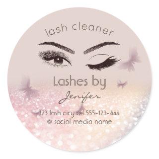 Luxury glittery wink lash extension lash cleaner classic round sticker