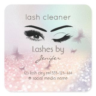 Luxury glittery wink lash extension lash cleaner square sticker